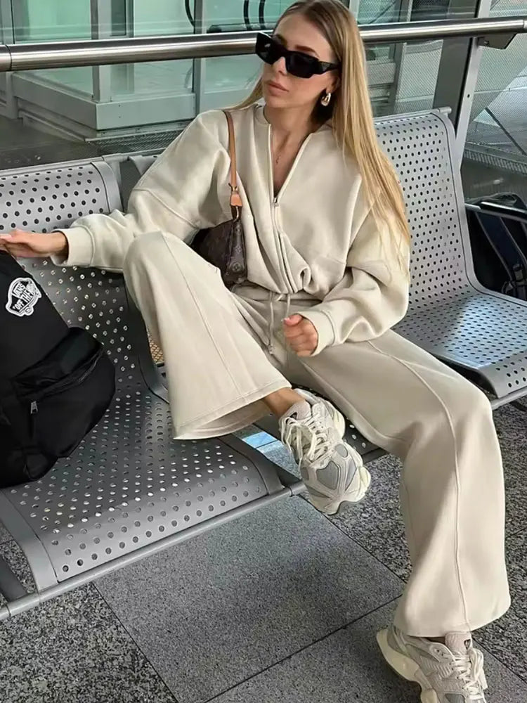 Damski komplet retro ze spodniami typu bomber