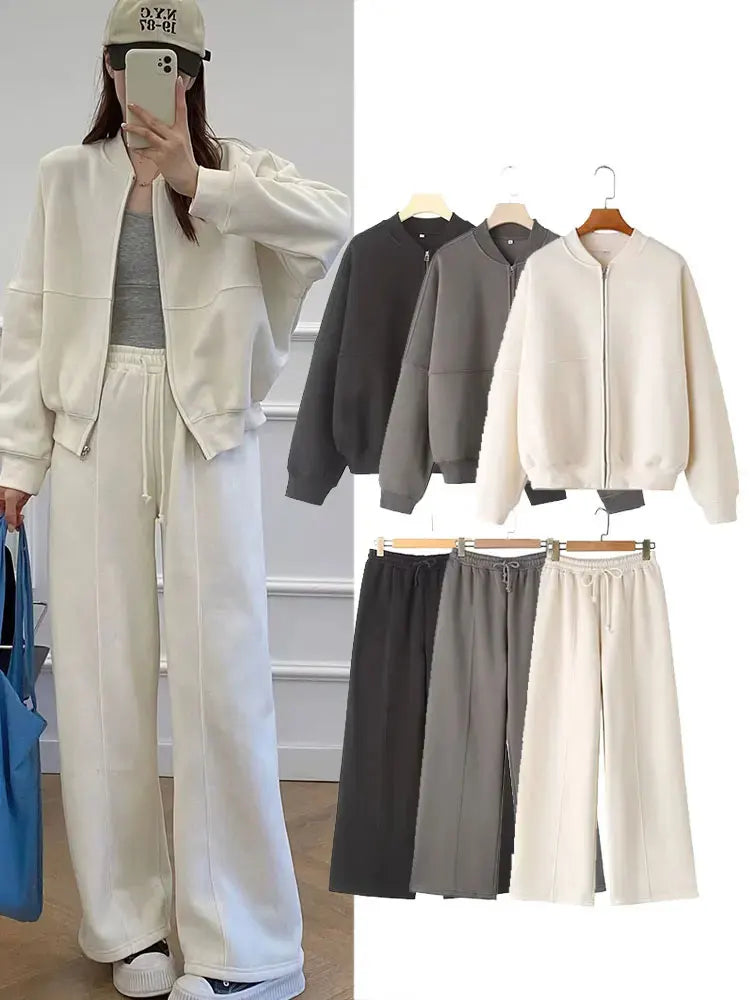 Damski komplet retro ze spodniami typu bomber